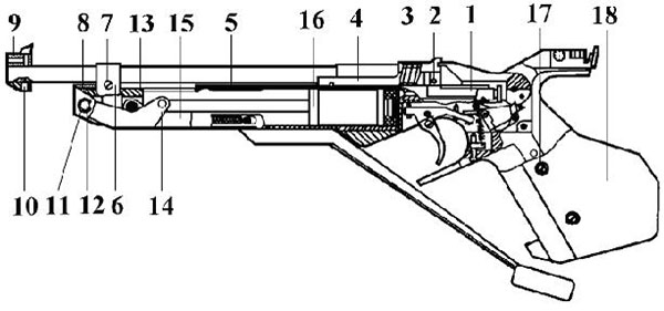 Схема спортивного пистолета ИЖ-46